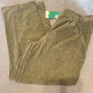 Halara Cotton Corduroy Pants Size Large Wide Leg Pockets NWT